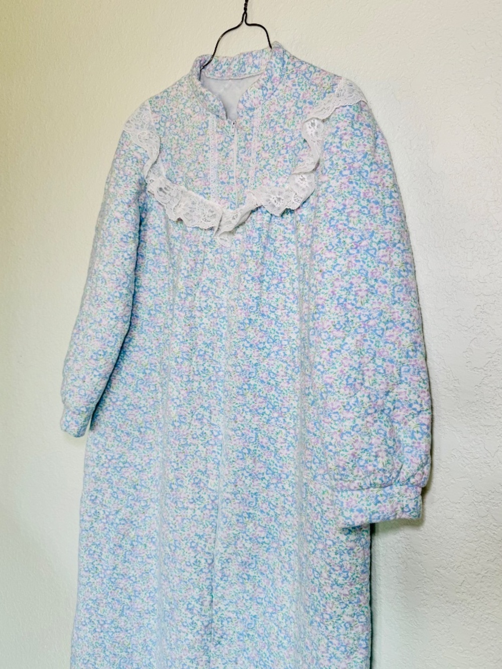 Vintage Nightgown XL Floral Ruffle Granny Cottagecore Old Lady Costume Handmade